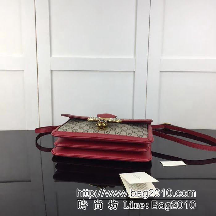 GUCCI古馳原單 新款高仿GUCCI新款專櫃品質原單貨實物實拍524356 啡pvc紅皮單肩斜挎包 HY1175